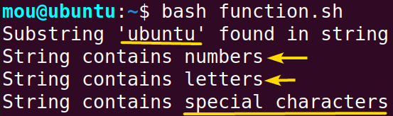 checking string contents using function