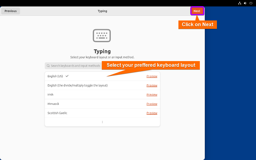 set keyboard layout