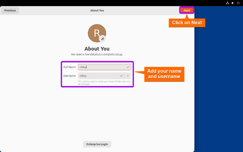 add your name and username