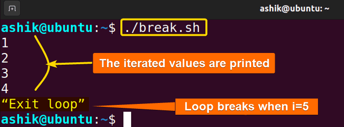 Executing break.sh script