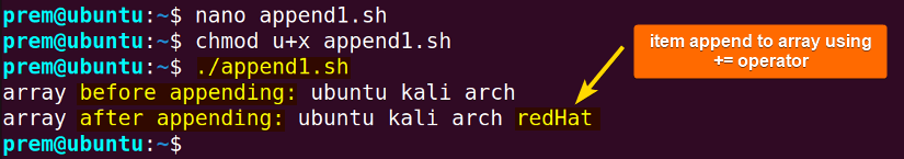 append elements into the indexed array using += operator