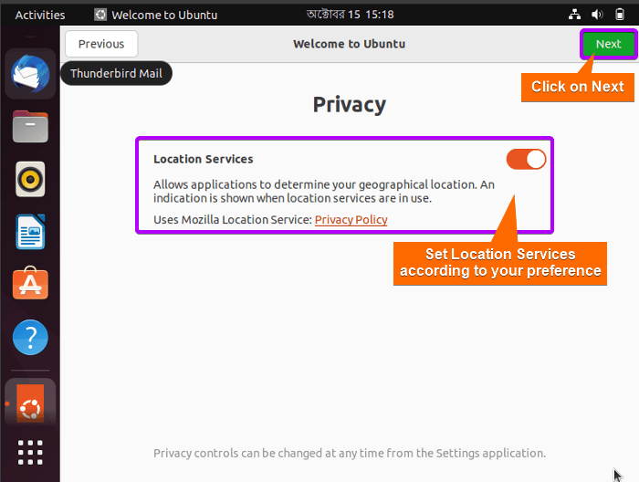 set location services according to your preference