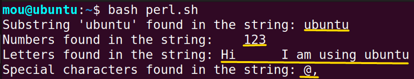 checking string contents using perl command