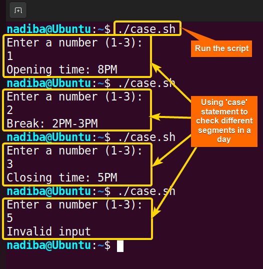 Using case statement to check different segments in a day 