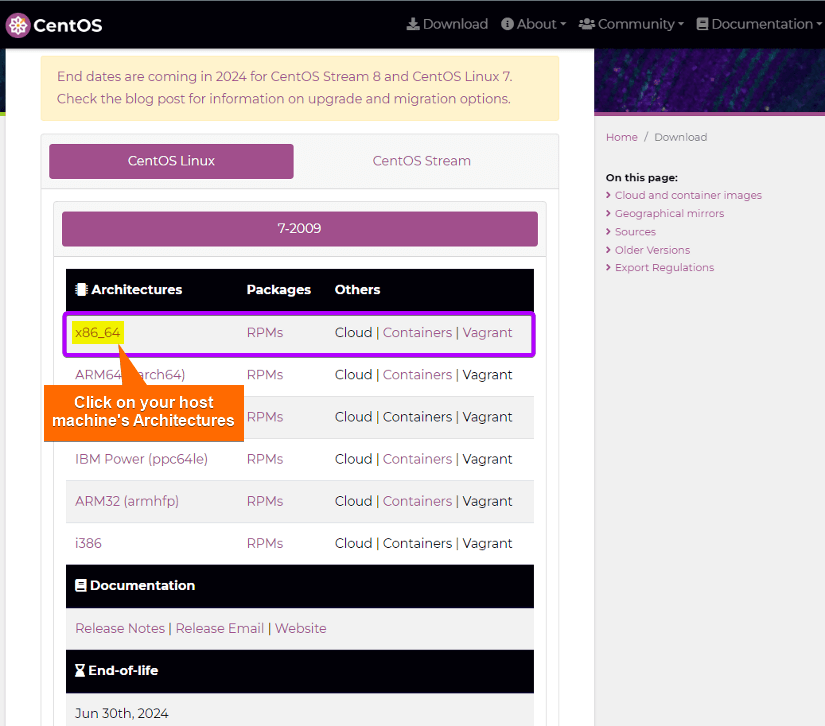 centos download page