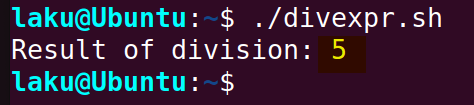 Dividing two variables using expr command