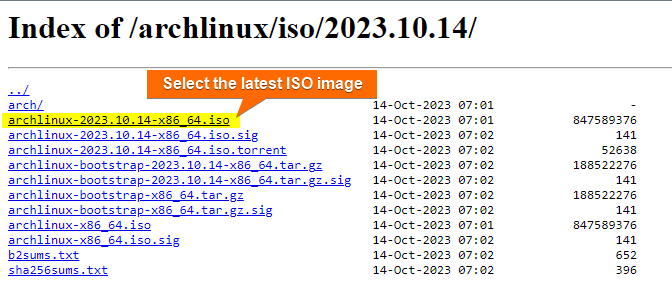 download arch linux iso image