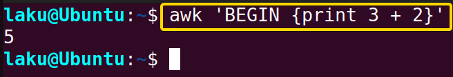 awk command with BEGIN block for performing arithmetic calculation