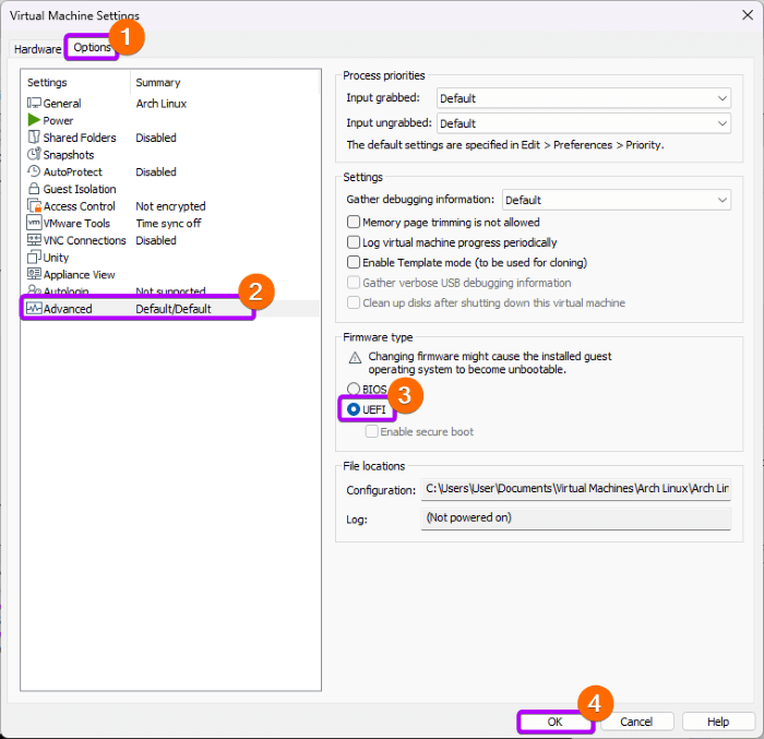 Set UEFI as firmware type.