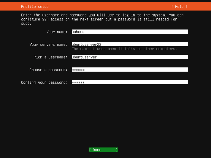 configure the profile