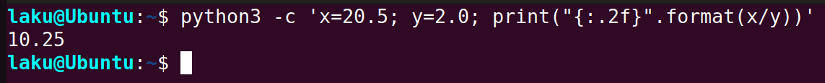 Format result of division in Bash