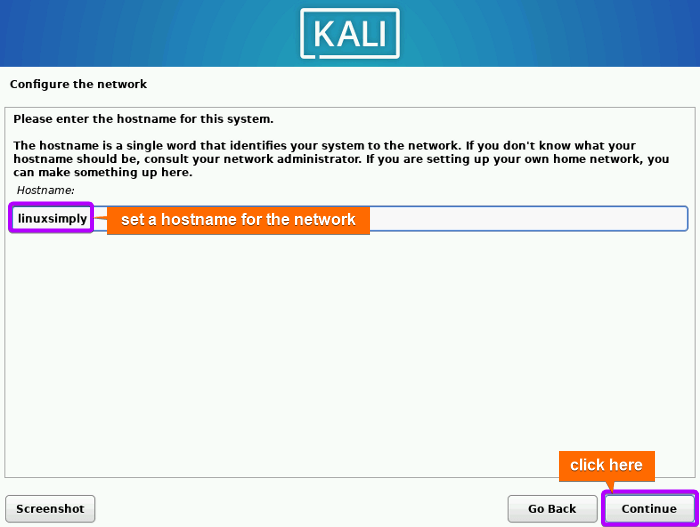 set a hostname for the network