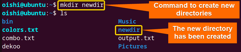 Create a directory with mkdir command