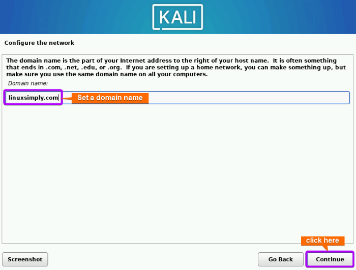 Set a domain name to the network
