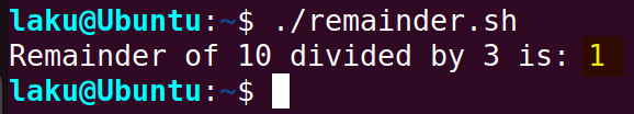 Calculating remainder in Bash