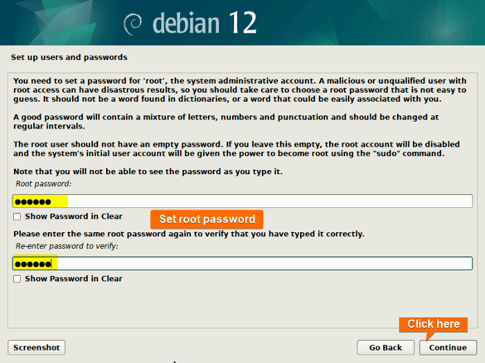  set root password
