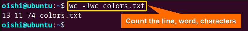 Word,line and character count of a file 