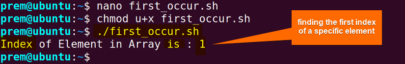 find first index of an index array element