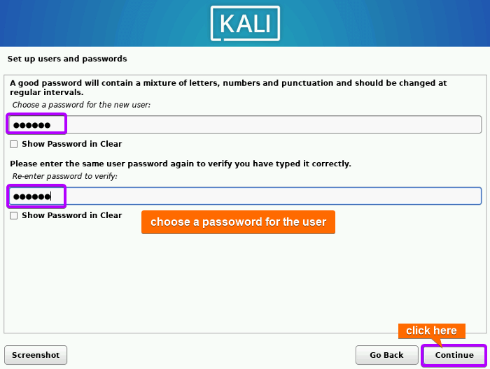Set password for the user