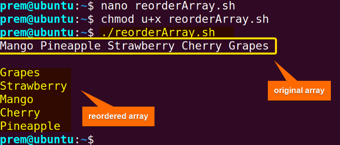 reordering a Bash index array