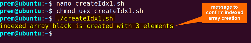 bash index array black is created 
