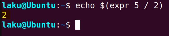 Result of division while using expr command