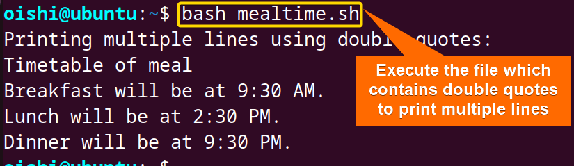 Using double quote to echo multiline to a file