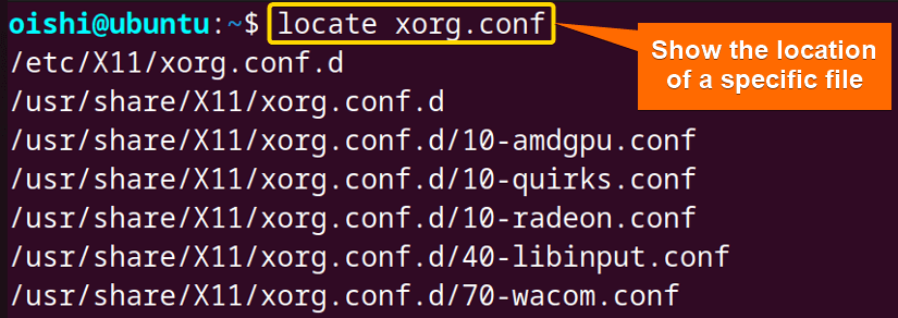 Locate a file with locate command