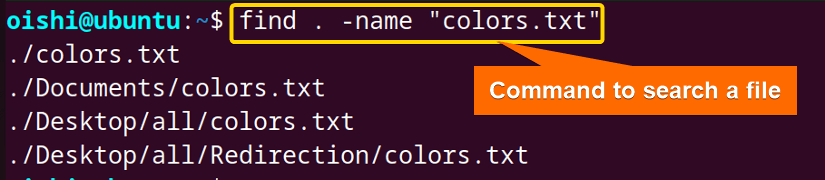 Find a file with find command