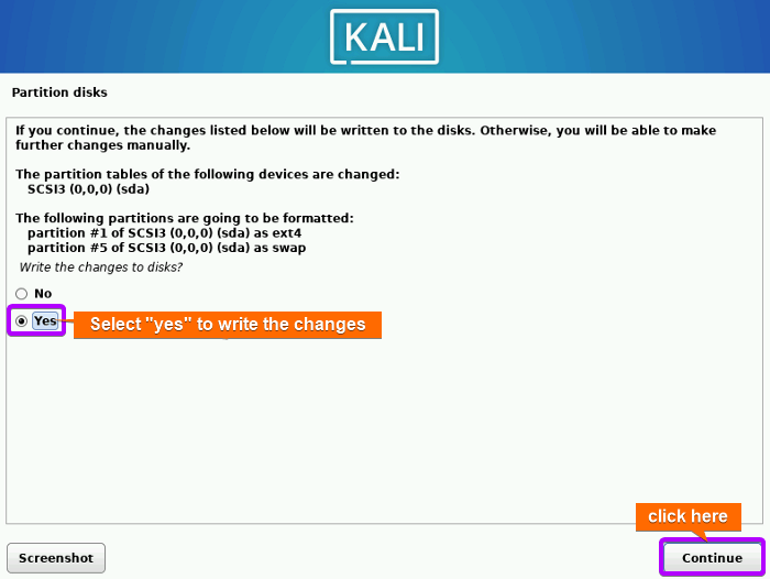 Write the changes to the disks