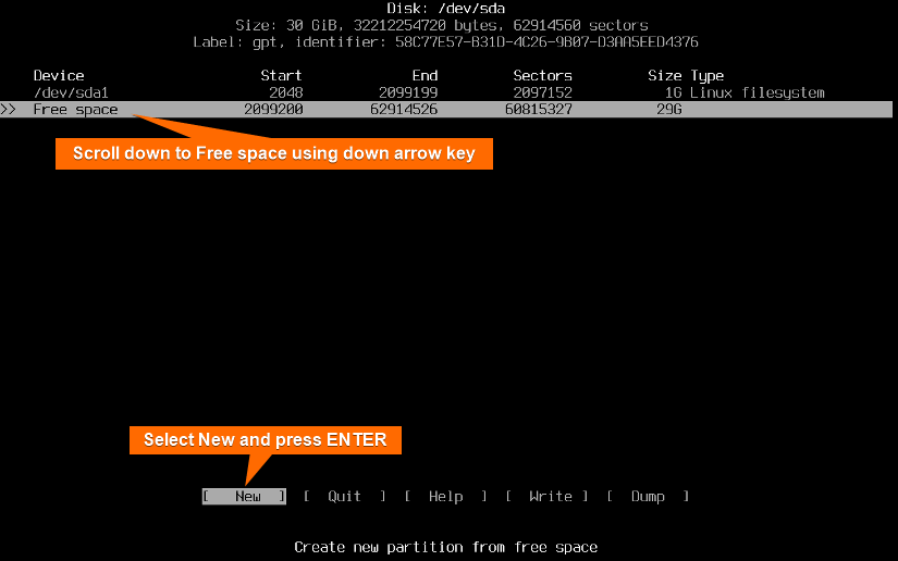 create new partition