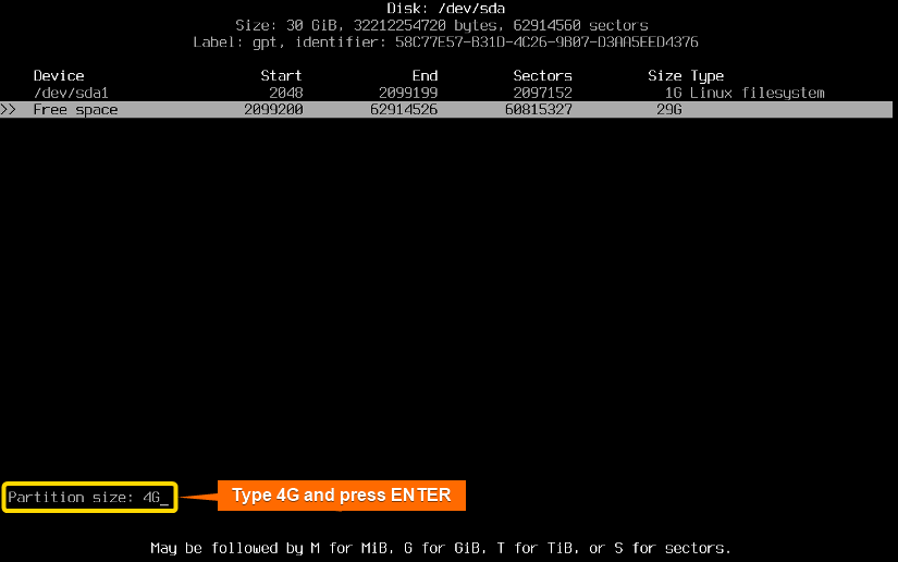create new 4GB swap partition