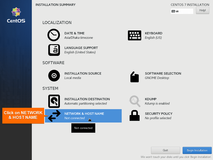 select network and hostname