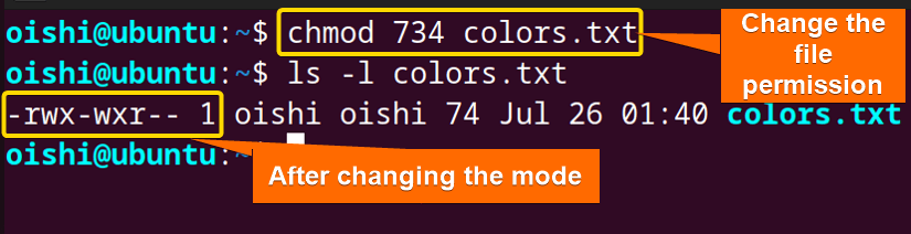 After changing the file permission 