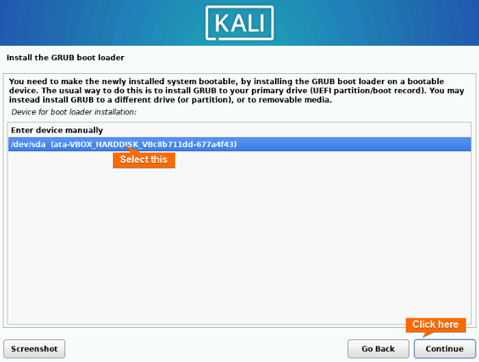 select device for bootloader