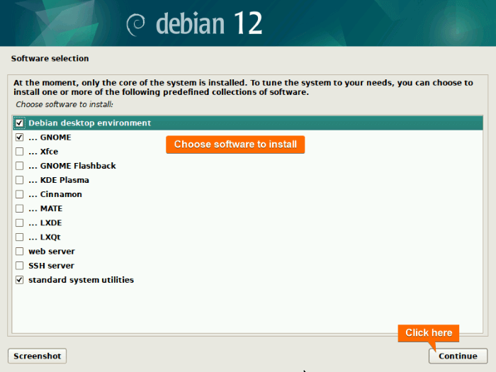 Choose software to install