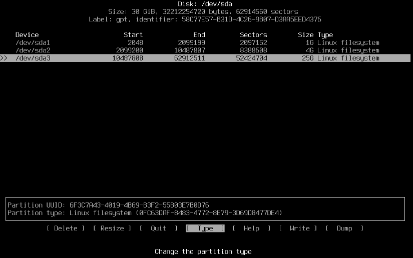 storage/ root partition created