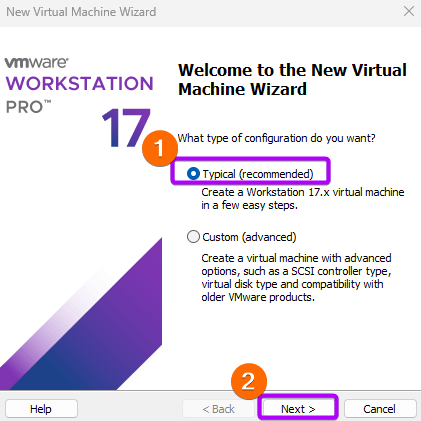 Choose Typical as type of installation