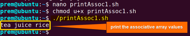 print associative array