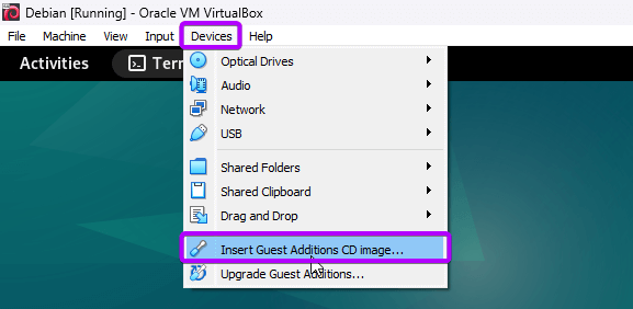 Insert the Guest Additions CD ISO file