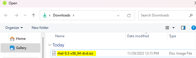 select iso file
