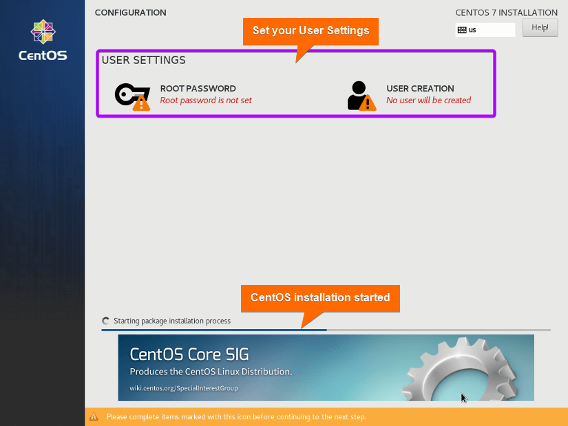 add user setting during centos installation
