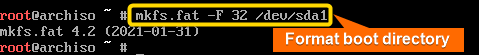 format boot directory