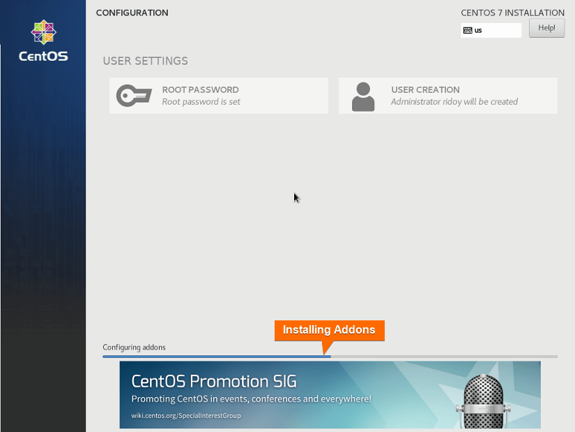 installing centos desktop environment and addons