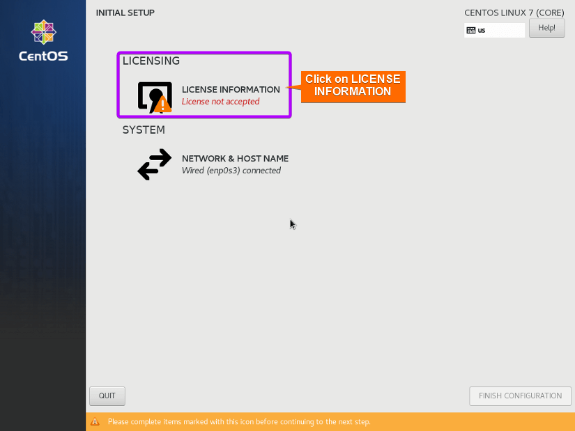 click on license information