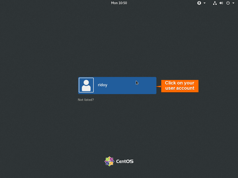 select your user account