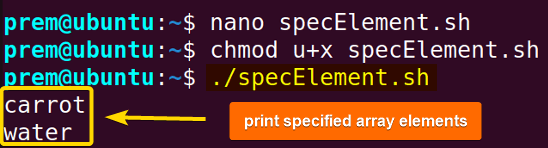 print specific elements of the associative array