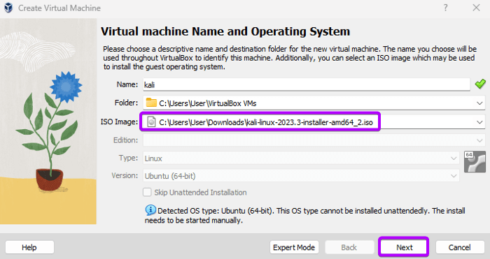 select the ISO image