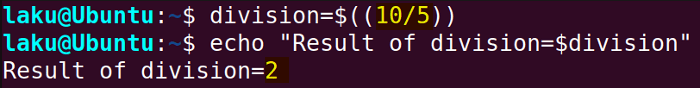 Division operator in Bash