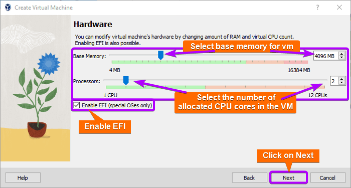 set ram and processor cores for VM